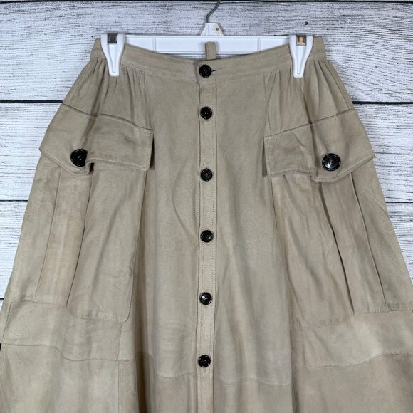 Vintage Dsquared 2 Button Down Natural Suede Maxi Skirt With Pockets Size 40/S - Picture 2 of 14